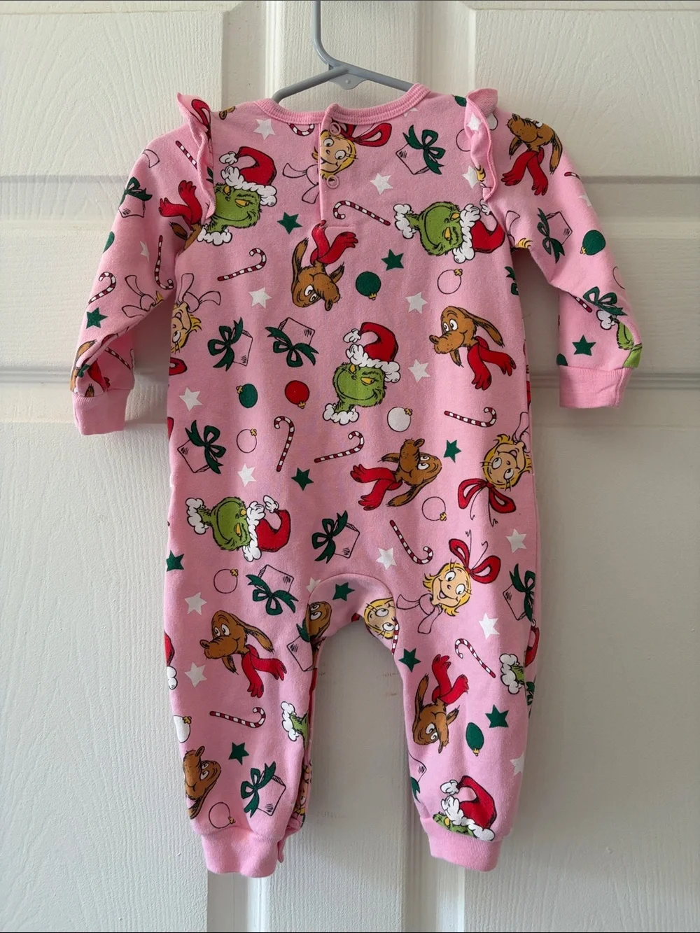 Pink Holiday Grinch Character onesie